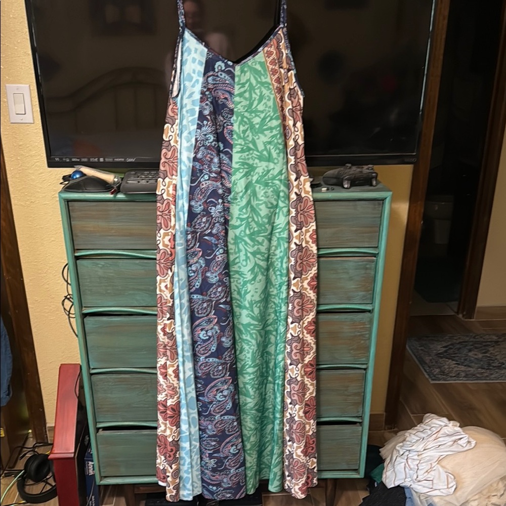 Colorful Striped Maxi Dress boho sz 1x